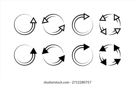 Circle Flecha Conjunto de iconos, que contiene refrescar, rotación, recargar, repetir y más, reciclar Ilustración vectorial de símbolos.