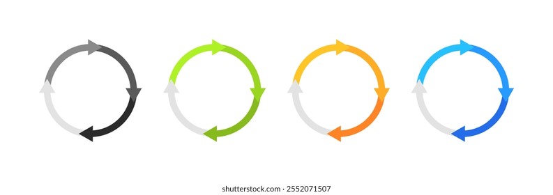 Circle Arrow Icon Set. Flat Style. Vector icons