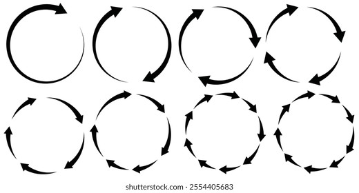 Circle Arrow icon set, refresh, reload arrow.  Set of circle arrows rotating, different circular arrows recycle sign. vector illustration eps 10.