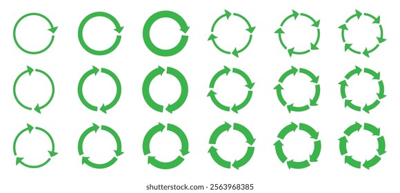 Circle Arrow icon set. Refresh, reload, set of circle arrows rotating, different circular arrows of black color isolated, recycle sign, Arrow clockwise rotating symbol, arrow sign.