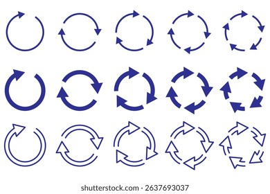 circle arrow icon set. refresh and reload icon set. recycle arrow vector icon, recycling symbol, reuse sign, recycle eco icon, decompose, eco friendly, vector illustration on transparent background