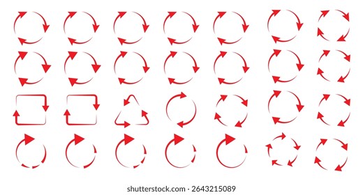 circle arrow icon set. refresh and reload icon set. recycle arrow vector icon, recycling symbol, reuse sign, recycle eco icon, decompose, eco friendly, vector illustration on transparent background
