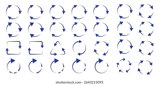 circle arrow icon set. refresh and reload icon set. recycle arrow vector icon, recycling symbol, reuse sign, recycle eco icon, decompose, eco friendly, vector illustration on transparent background