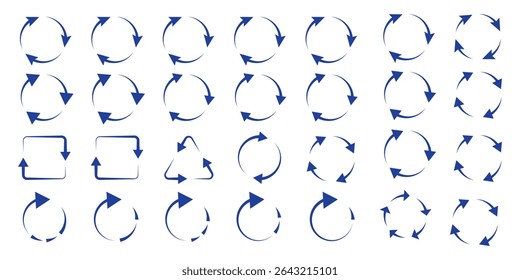 circle arrow icon set. refresh and reload icon set. recycle arrow vector icon, recycling symbol, reuse sign, recycle eco icon, decompose, eco friendly, vector illustration on transparent background