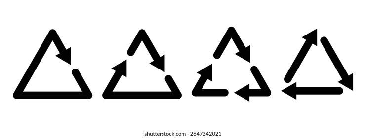 Conjunto de ícones de seta circular. Atualizar conjunto de ícones. Símbolo de recarregar, atualizar, carregar, reciclar e repetir. Interconexão de conjunto de ícones de vetor de seta redonda.  Ilustração vetorial