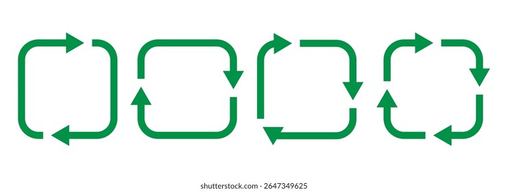 Circle arrow icon set. Refresh icon set. Green reload icon vector. One, two, three, four, five, six arrow in the loop. Vector illustration