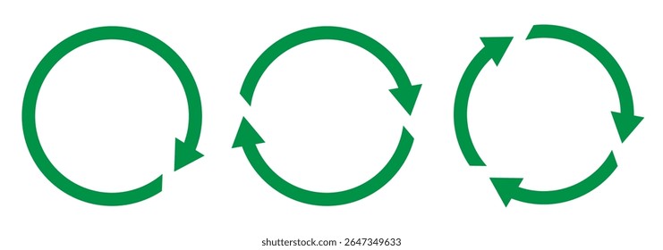 Circle arrow icon set. Refresh icon set. Green reload icon vector. One, two, three, four, five, six arrow in the loop. Vector illustration