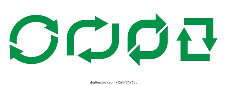 Circle arrow icon set. Refresh icon set. Green reload icon vector. One, two, three, four, five, six arrow in the loop. Vector illustration
