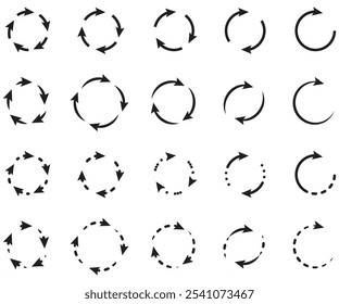 Kreis-Pfeilsymbol-Set, neu laden, aktualisieren, laden, recyceln, Symbole wiederholen