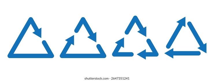 Circle arrow icon set. Reload, refresh, loading, recycle and repeat symbol. Interconnecting round arrow vector icons set. Set of blue circle vector arrows. One, two, three, four, five, loop arrow 