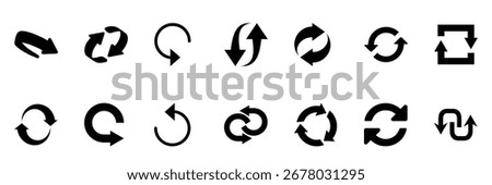 circle arrow icon set. Set of rotate arrows vector icons. Recycle, reload, refresh sign. Transfer, swap, exchange, spin, flip concept. vector illustration 
