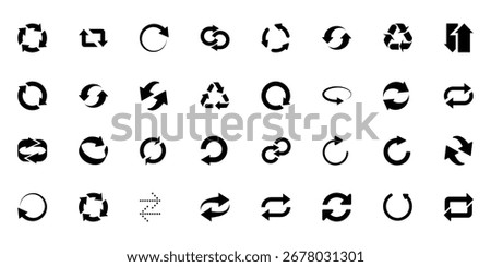 circle arrow icon set. Set of rotate arrows vector icons. Recycle, reload, refresh sign. Transfer, swap, exchange, spin, flip concept. vector illustration 