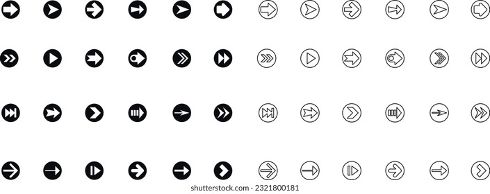 circle arrow icon set. swipe icon in circle. simple iconography. ui icon.