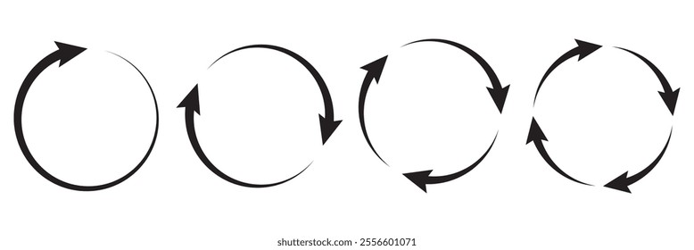 Circle arrow icon set. Symbol of reload, refresh, loading, recycle and repeat.