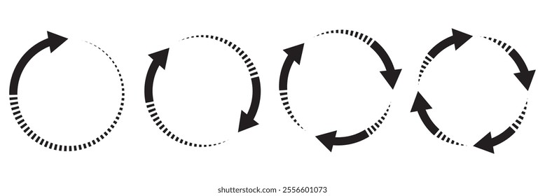 Circle arrow icon set. Symbol of reload, refresh, loading, recycle and repeat.