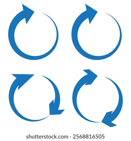 Circle arrow icon set. Symbol of reload, refresh, loading, recycle and repeat. Interconnecting round arrow vector icons set. Work in progress sign. One, two, three, four, five, six arrow in the loop.