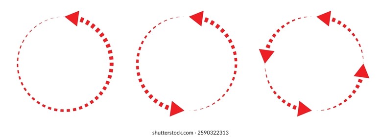 Circle arrow icon set. Symbol of reload, refresh, loading, recycle and repeat. Interconnecting round arrow vector icons set. Work in progress sign. One, two, three, four, five, six arrow in the loop.