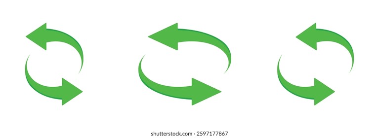 Circle arrow icon set. Symbol of reload, refresh, loading, recycle and repeat. Interconnecting round arrow vector icons set.