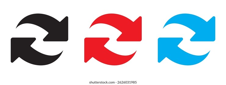 Circle arrow icon set. Symbol of reload, refresh, loading, recycle and repeat. Interconnecting round arrow vector icons set. Work in progress sign. One, two, three, four, five, six arrow in the loop.