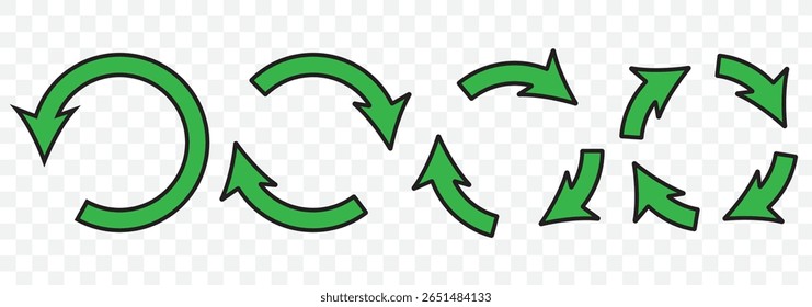 Circle arrow icon set. Symbol of reload, refresh, loading, recycle and repeat. Interconnecting round arrow vector icons set. Circle arrow icon set. circular arrow icon, refresh icon. EPS 10.