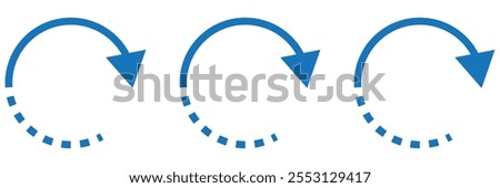Circle arrow icon set. Symbol of reload, refresh, loading, recycle and repeat. Interconnecting round arrow vector icons set. One, two, three, four, five, six arrow in the loop.