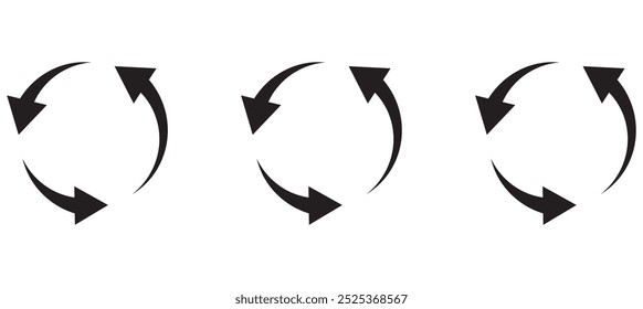 Circle Arrow icon set vector illustration, refresh, reload, Set of circle arrows rotating, different circular arrows of black color isolated, recycle sign, Arrow clock wise rotating symbol, arrow sign