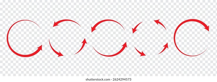 Ícone Circular Seta definir ilustração de vetor, atualizar, recarregar, Conjunto de setas circulares girando, setas circulares diferentes de Cor de variedade isolada, sinal de reciclagem, sinal de seta e símbolo.