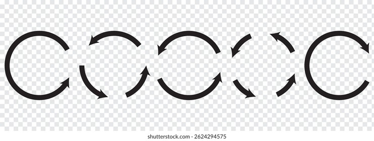Ícone Circular Seta definir ilustração de vetor, atualizar, recarregar, Conjunto de setas circulares girando, setas circulares diferentes de Cor de variedade isolada, sinal de reciclagem, sinal de seta e símbolo.