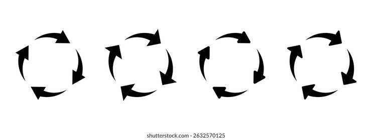 Circle arrow icon set vector illustration. Black circular arrow icon, refresh, reload arrow icon symbol sign. EPS 10