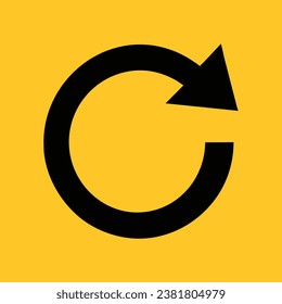 circle arrow icon, yellow label, repeat icon vector