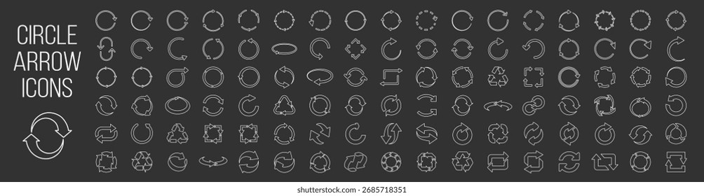 Iconos de flecha de círculo. Refrescar, recargar, reciclar y girar símbolos sobre fondo transparente