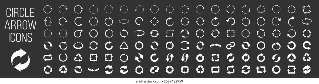 Circle arrow icons. Refresh, reload, recycle and rotation symbols on transparent background