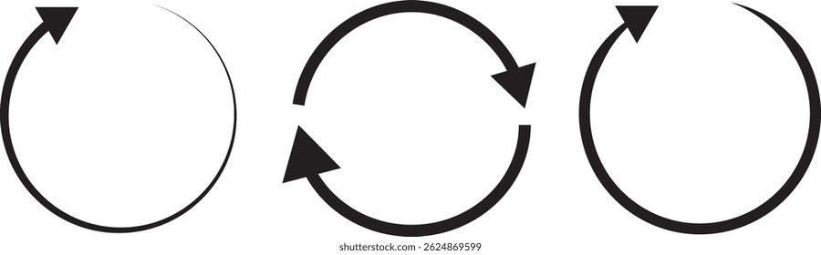 circle arrow icons vactor set. Circular arrow editable stroke outline icon. circular arrow icon. Modern flat simple arrows isolated illustration.