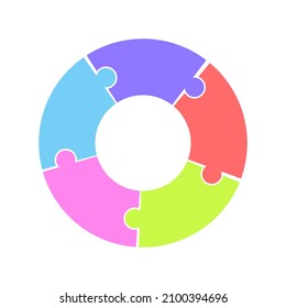 Circle Arrow Jigsaw Puzzle Infographic. Presentation Circuit Diagram. Business infographic with five options