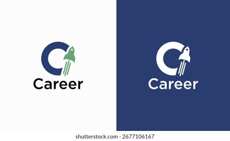 Circle Arrow Letra C Carrera Up Logo Line. Flecha geométrica fuera de la caja icono aislado. Utilizable para Logos de Negocios y Tecnología. Elemento de Plantilla de diseño de logotipo de Vector plano.