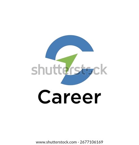 Circle Arrow letter C career Up Logo Line. Geometric Arrow Out of Box Icon isolated. Usable for Business and Technology Logos. Flat Vector Logo Design Template Element.