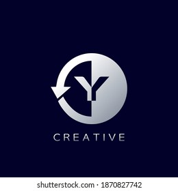 Circle Arrow Letter Y Geometrical Logo Negative Space Vector Design