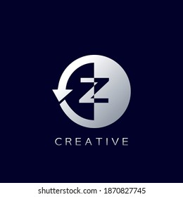 Circle Arrow Letter Z Geometrical Logo Negative Space Vector Design