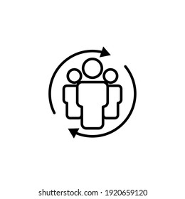 Circle arrow line icon with people. Business symbol. simple illustration mobile concept app line icon and web design. Editable stroke. Design template vector