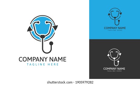 Circle arrow logo design combined with stethoscope. Vector