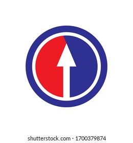 Circle with Up Arrow logo design vector