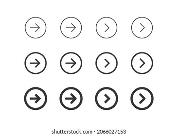 Circle Arrow. Next Button. Png Right Line Symbol In Vector Flat Style.