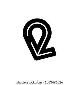 circle arrow pin location geometric line logo vector