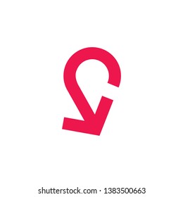 circle arrow pin location geometric line logo vector