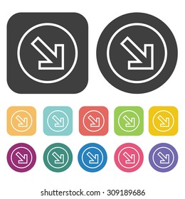 Circle with arrow pointing left icons set. Vector Illustration eps10
