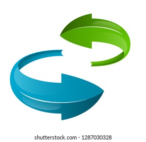 Circle arrow ribbon button. Direction round banner shape. Trend arrow stripe form flat icon. Index location button. Pointer position. Vector simple arrows