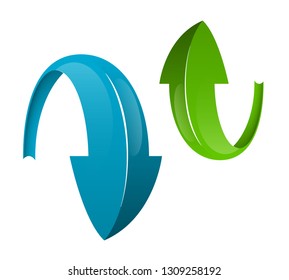 Circle arrow ribbon button. Direction round banner shape. Trend arrow stripe form flat icon. Index location button. Pointer position. Vector simple arrows