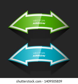 Circle arrow ribbon button. Direction round banner shape. Trend arrow stripe form flat icon. Index location button. Pointer position. simple arrows