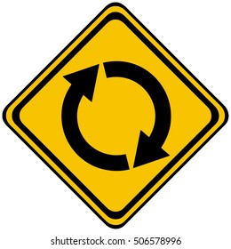 Circle Arrow Road Sign, Vector Illustration. 