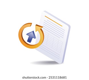 Circle arrow rotation with data flat illustration